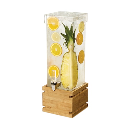 Rosseto Serving Solutions Square 2 Gal. Beverage Dispenser with Bamboo Base and Capped Lid, 1 EA LD179